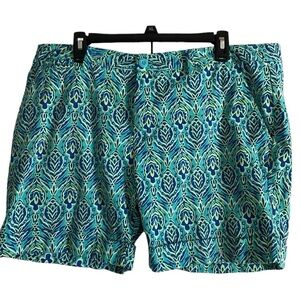 Faded Glory Turquoise Green Ikat Cotton Plus Size 16 and Size 8 Shorts